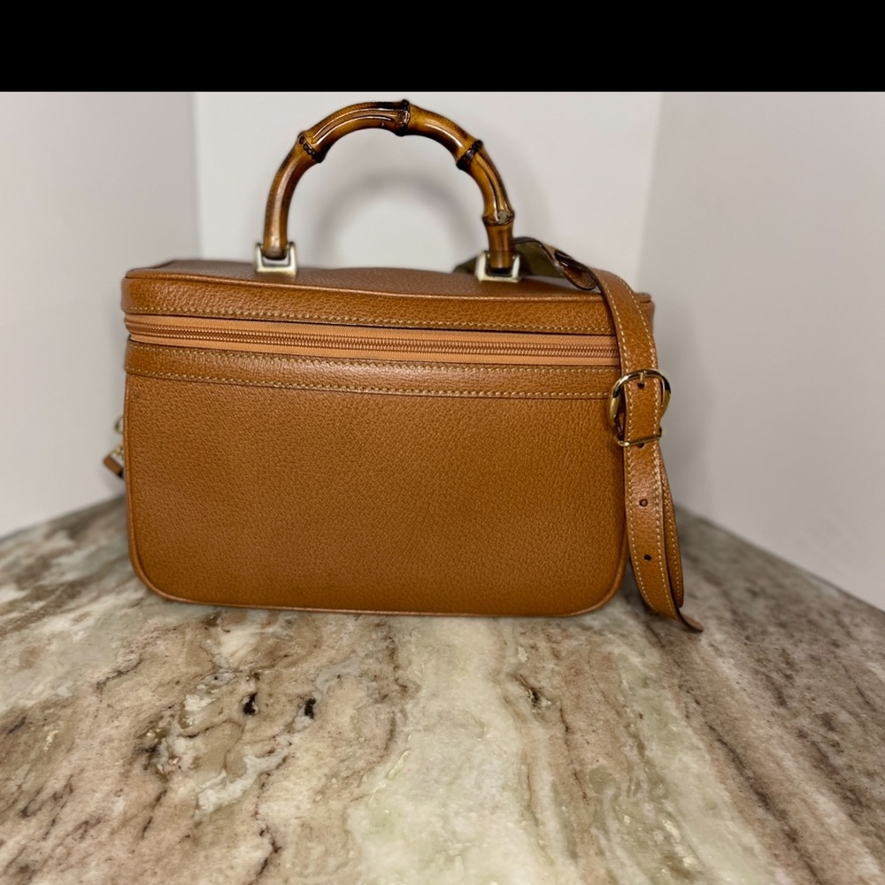 GUCCI - Vintage Bamboo Vanity/cosmetic Case Leather Medium
